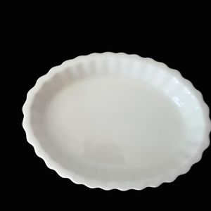 Hall China #853 Mini Oval Souffle Baking Dish Fluted Off White Flan Creme Brulee